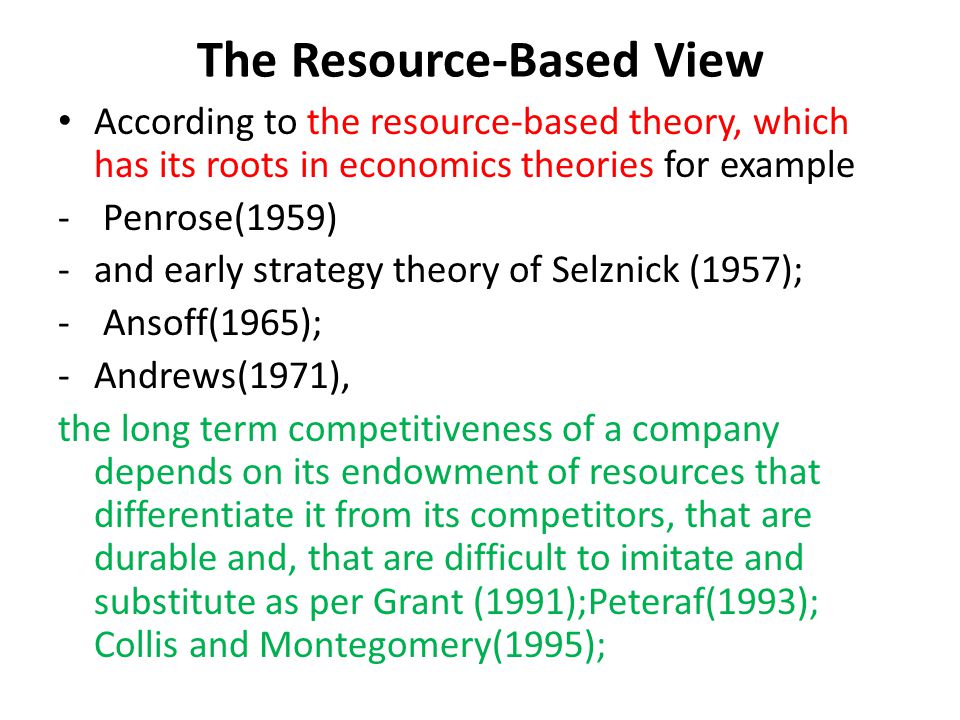 Resource Based View of the Firm